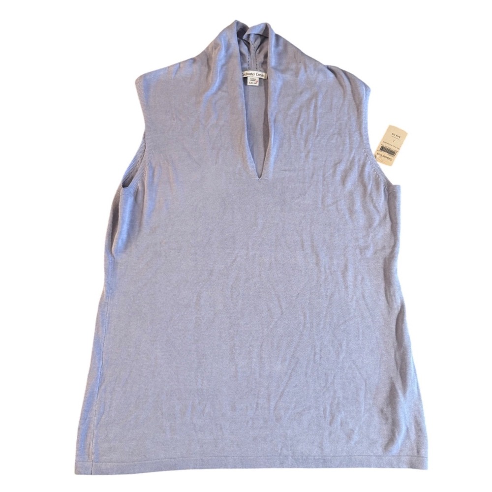 Coldwater Creek‎ Silk Cotton Flute Neck Sweater Shell Lavender Purple Large NWT
